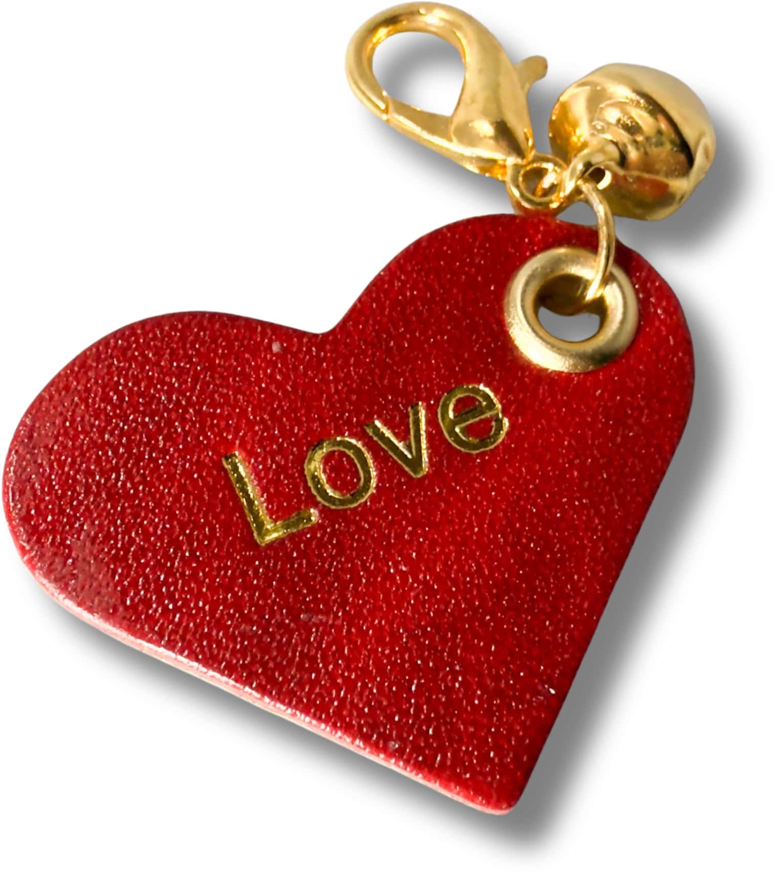 Charms en cuir - Coeur rouge avec grelot – Image 3